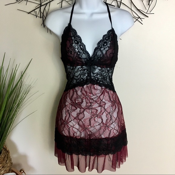 lasso Other - Black red/purple lace Tulle pearl lingerie slip